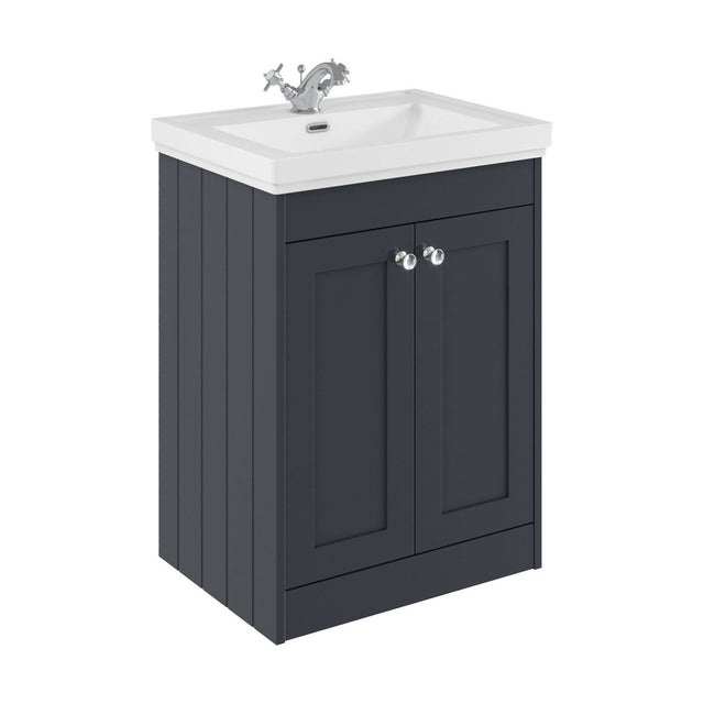 [BFHE1425A] Balterley 600mm Floor Standing 2 Door Unit with Classic Basin 1 Tap Hole - Satin Dark Grey - Cutout