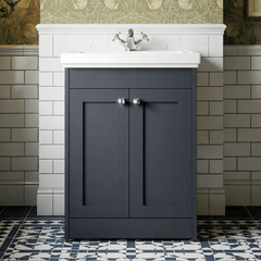 [BFHE1425A] Butterton Floor Standing 2 Door Vanity Unit with Classic Basin 1 Tap Hole, Choice of Size and Colour - Silo