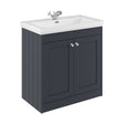 [BFHE1426A] Balterley 800mm Floor Standing 2 Door Unit with Classic Basin 1 Tap Hole - Satin Dark Grey - Cutout