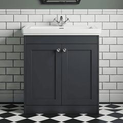 [BFHE1426A] Butterton Floor Standing 2 Door Vanity Unit with Classic Basin 1 Tap Hole, Choice of Size and Colour - Silo