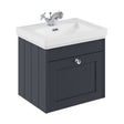 [BFHE1491A] Balterley 500mm Wall Hung 1 Drawer Unit with Classic Basin 1 Tap Hole - Satin Dark Grey - Cutout