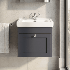 [BFHE1491A] Butterton Traditional 1 Drawer Wall Hung Vanity Unit with Classic Basin, Choice of Size and Colour