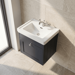 [BFHE1491A] Butterton Traditional 1 Drawer Wall Hung Vanity Unit with Classic Basin, Choice of Size and Colour