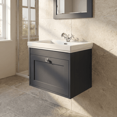 [BFHE1494A] Butterton Traditional 1 Drawer Wall Hung Vanity Unit with Classic Basin, Choice of Size and Colour