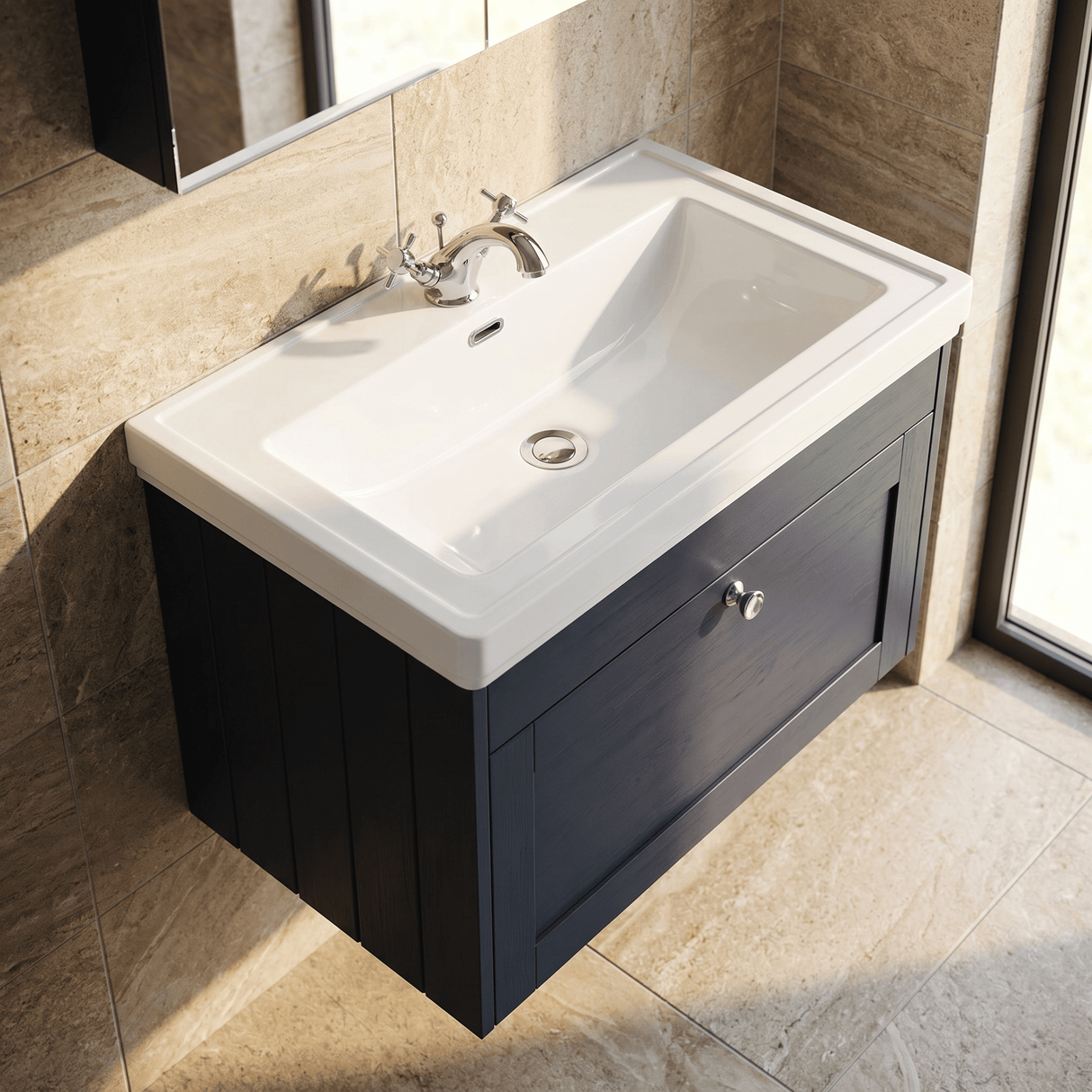 [BFHE1496A] Butterton Traditional 1 Drawer Wall Hung Vanity Unit with Classic Basin, Choice of Size and Colour