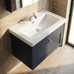 [BFHE1496A] Butterton Traditional 1 Drawer Wall Hung Vanity Unit with Classic Basin, Choice of Size and Colour