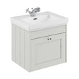 [BFHE191A] Balterley 500mm Wall Hung 1 Drawer Unit with Classic Basin 1 Tap Hole - Satin White - Cutout