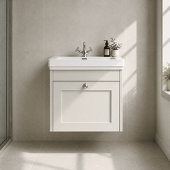 [BFHE191A] Butterton Traditional 1 Drawer Wall Hung Vanity Unit with Classic Basin, Choice of Size and Colour - Silo