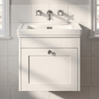 [BFHE191H] Balterley 500mm Wall Hung 1 Drawer Unit with Classic Basin No Tap Hole - Satin White - Silo