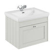 [BFHE194A] Balterley 600mm Wall Hung 1 Drawer Unit with Classic Basin 1 Tap Hole - Satin White - Cutout