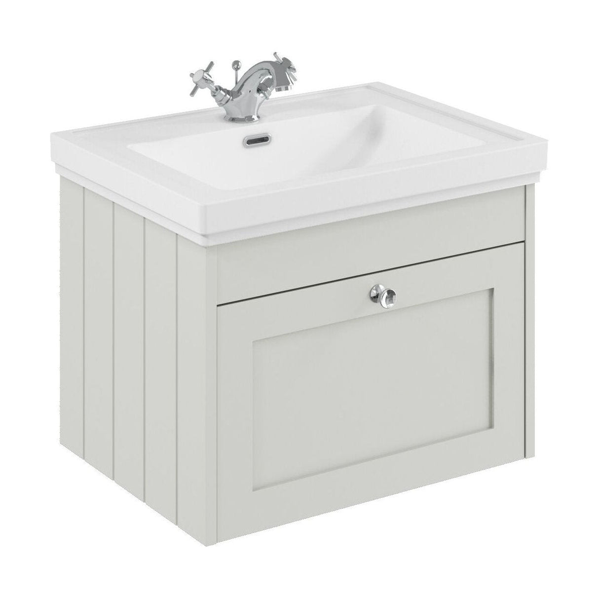 [BFHE194A] Butterton Traditional 1 Drawer Wall Hung Vanity Unit with Classic Basin, Choice of Size and Colour - Cutout