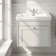 [BFHE194A] Butterton Traditional 1 Drawer Wall Hung Vanity Unit with Classic Basin, Choice of Size and Colour