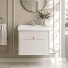 [BFHE194A] Butterton Traditional 1 Drawer Wall Hung Vanity Unit with Classic Basin, Choice of Size and Colour - Silo