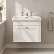 [BFHE194B] Balterley 600mm Wall Hung 1 Drawer Unit with Classic Basin 3 Tap Hole - Satin White - Silo