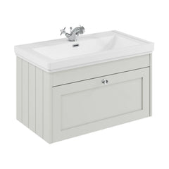 [BFHE196A] Butterton Traditional 1 Drawer Wall Hung Vanity Unit with Classic Basin, Choice of Size and Colour - Cutout