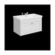 [BFHE196B] Balterley 800mm Wall Hung 1 Drawer Unit with Classic Basin 3 Tap Hole - Satin White - Cutout