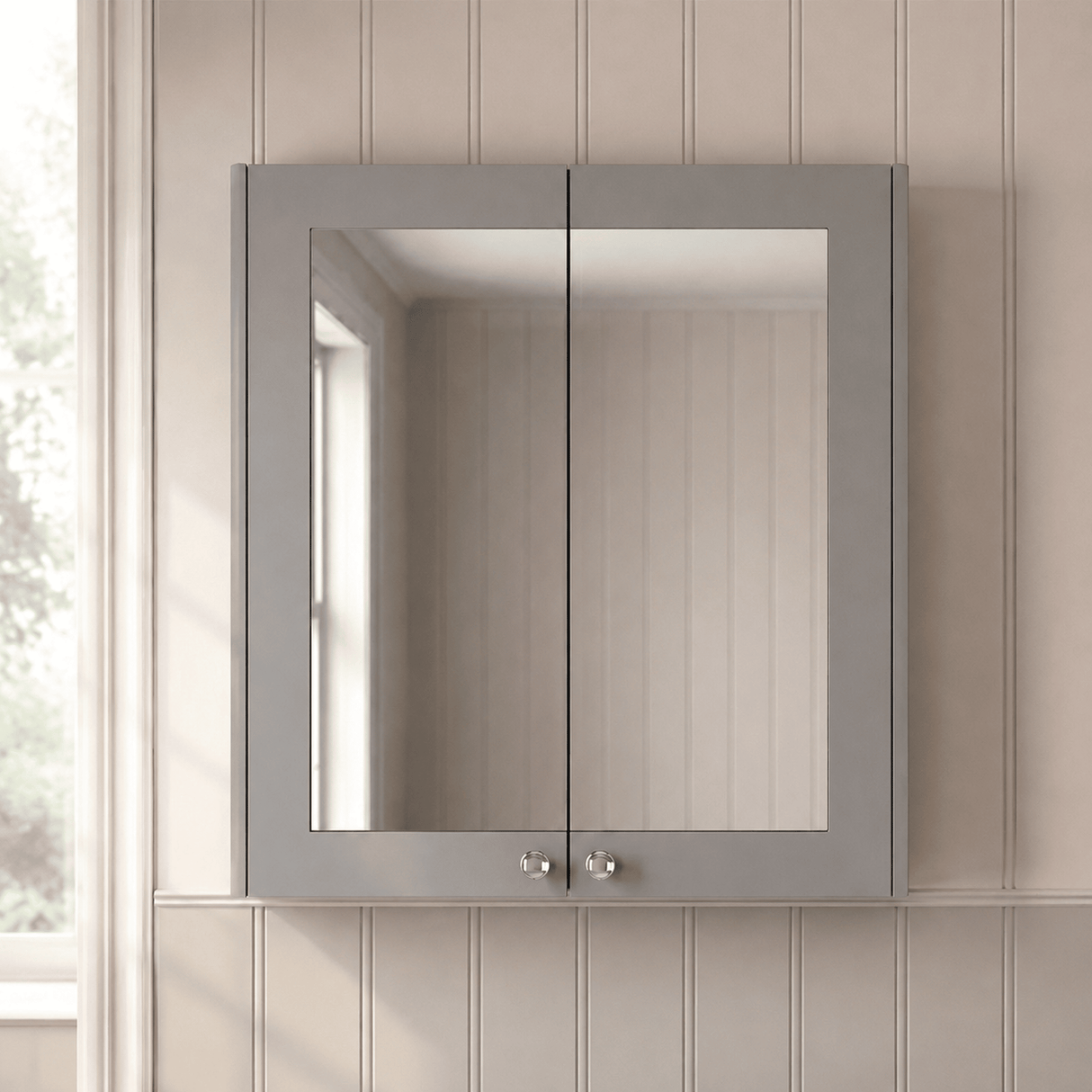 [BFHE217] Butterton Traditional Wall Mounted Mirror Cabinet with 2 Soft Close Doors and Shelf, 600mm, Choice of Colour