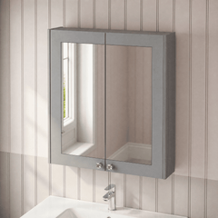 [BFHE217] Butterton Traditional Wall Mounted Mirror Cabinet with 2 Soft Close Doors and Shelf, 600mm, Choice of Colour
