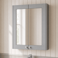 [BFHE217] Butterton Traditional Wall Mounted Mirror Cabinet with 2 Soft Close Doors and Shelf, 600mm, Choice of Colour