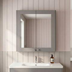 [BFHE217] Butterton Traditional Wall Mounted Mirror Cabinet with 2 Soft Close Doors and Shelf, 600mm, Choice of Colour - Silo