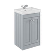 [BFHE223A] Balterley 500mm Floor Standing 2 Door Unit with Classic Basin 1 Tap Hole - Satin Grey - Cutout