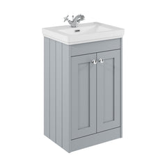 [BFHE223A] Balterley 500mm Floor Standing 2 Door Unit with Classic Basin 1 Tap Hole - Satin Grey - Cutout