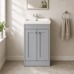 [BFHE223A] Butterton Floor Standing 2 Door Vanity Unit with Classic Basin 1 Tap Hole, Choice of Size and Colour