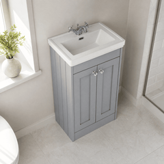 [BFHE223A] Butterton Floor Standing 2 Door Vanity Unit with Classic Basin 1 Tap Hole, Choice of Size and Colour
