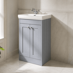 [BFHE223A] Butterton Floor Standing 2 Door Vanity Unit with Classic Basin 1 Tap Hole, Choice of Size and Colour