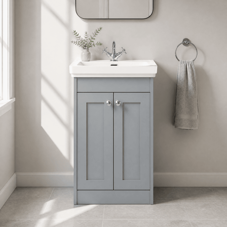 [BFHE223A] Butterton Floor Standing 2 Door Vanity Unit with Classic Basin 1 Tap Hole, Choice of Size and Colour - Silo