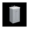 [BFHE223B] Balterley 500mm Floor Standing 2 Door Unit with Classic Basin 3 Tap Hole - Satin Grey - Cutout