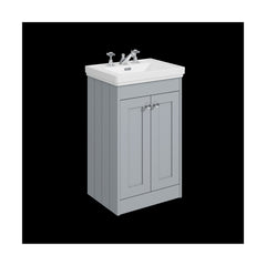 [BFHE223B] Balterley 500mm Floor Standing 2 Door Unit with Classic Basin 3 Tap Hole - Satin Grey - Cutout