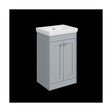 [BFHE223H] Balterley 500mm Floor Standing 2 Door Unit with Classic Basin No Tap Hole - Satin Grey - Cutout