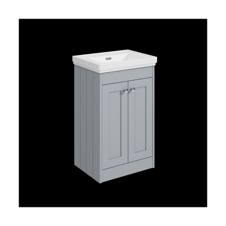[BFHE223H] Balterley 500mm Floor Standing 2 Door Unit with Classic Basin No Tap Hole - Satin Grey - Cutout