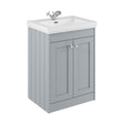 [BFHE225A] Balterley 600mm Floor Standing 2 Door Unit with Classic Basin 1 Tap Hole - Satin Grey - Cutout