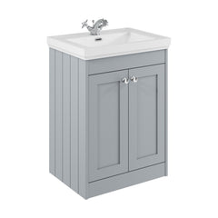 [BFHE225A] Balterley 600mm Floor Standing 2 Door Unit with Classic Basin 1 Tap Hole - Satin Grey - Cutout