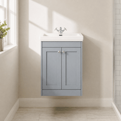 [BFHE225A] Butterton Floor Standing 2 Door Vanity Unit with Classic Basin 1 Tap Hole, Choice of Size and Colour