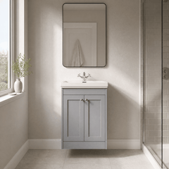 [BFHE225A] Butterton Floor Standing 2 Door Vanity Unit with Classic Basin 1 Tap Hole, Choice of Size and Colour - Silo