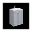 [BFHE225C] Balterley 600mm Floor Standing 2 Door Unit with Minimalist Basin 1 Tap Hole - Satin Grey - Cutout