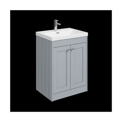 [BFHE225E] Balterley 600mm Floor Standing 2 Door Unit with Thin Edge Basin 1 Tap Hole - Satin Grey - Cutout