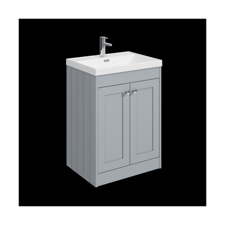 [BFHE225E] Balterley 600mm Floor Standing 2 Door Unit with Thin Edge Basin 1 Tap Hole - Satin Grey - Cutout
