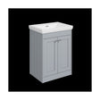 [BFHE225H] Balterley 600mm Floor Standing 2 Door Unit with Classic Basin No Tap Hole - Satin Grey - Cutout