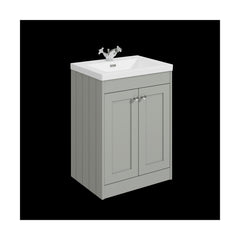 [BFHE225L] Balterley 600mm Floor Standing 2 Door Unit with Minimalist Basin 1 Tap Hole - Satin Grey - Cutout