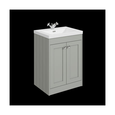 [BFHE225L] Balterley 600mm Floor Standing 2 Door Unit with Minimalist Basin 1 Tap Hole - Satin Grey - Cutout