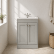 [BFHE225L] Balterley 600mm Floor Standing 2 Door Unit with Minimalist Basin 1 Tap Hole - Satin Grey - Silo