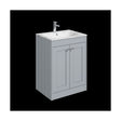 [BFHE225Q] Balterley 600mm Floor Standing 2 Door Unit & Stone Basin 1 Tap Hole - Satin Grey - Cutout