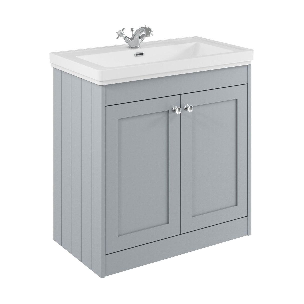 [BFHE226A] Butterton Floor Standing 2 Door Vanity Unit with Classic Basin 1 Tap Hole, Choice of Size and Colour - Cutout
