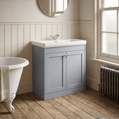 [BFHE226A] Butterton Floor Standing 2 Door Vanity Unit with Classic Basin 1 Tap Hole, Choice of Size and Colour