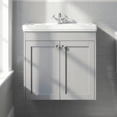 [BFHE226A] Butterton Floor Standing 2 Door Vanity Unit with Classic Basin 1 Tap Hole, Choice of Size and Colour