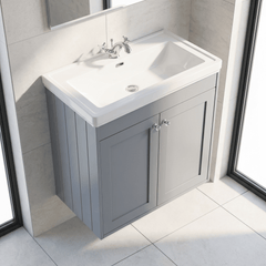 [BFHE226A] Butterton Floor Standing 2 Door Vanity Unit with Classic Basin 1 Tap Hole, Choice of Size and Colour